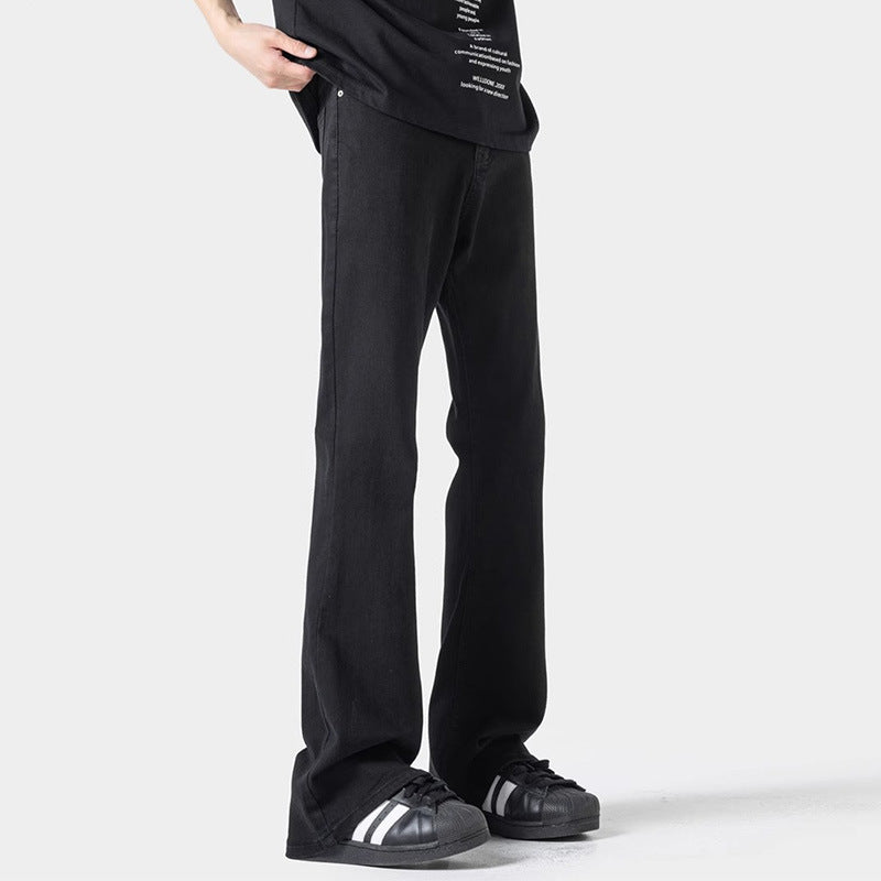 Black Casual Trousers Straight Micro-pull - Lootquake