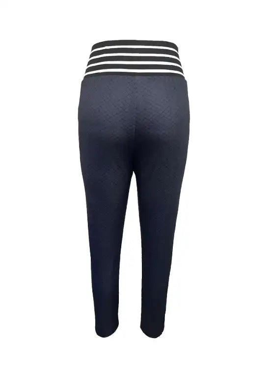 Ladies' Fashionable Casual Wear Woven Ribbon Hollow High Waisted Pencil Pants Solid Color Cropped Pants - Lootquake