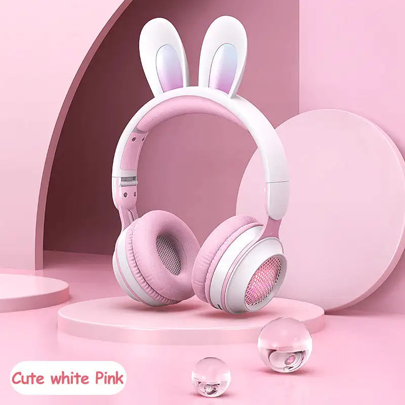 Rabbit Ear Headphones Wireless Luminous Extendable Wheat Headphones - Lootquake