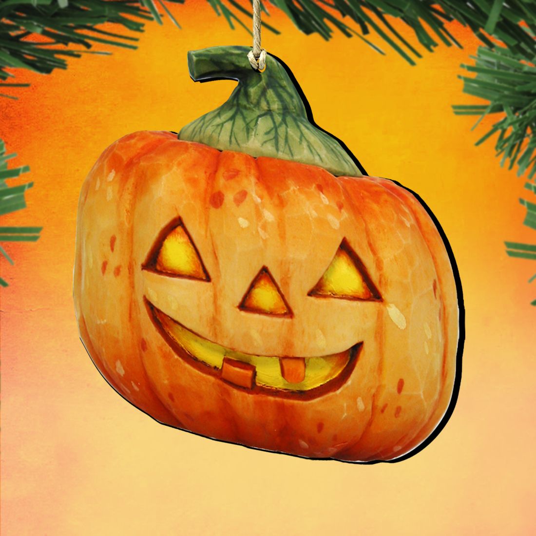 Halloween Pumpkin Wooden Ornaments by G. DeBrekht - Thanksgiving Halloween Decor - 8158414-1
