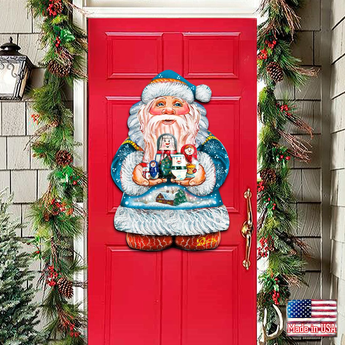 Decoración navideña para puerta con Papá Noel y Matreshka de G. DeBrekht - Decoración navideña con Papá Noel y muñeco de nieve - 8117809H