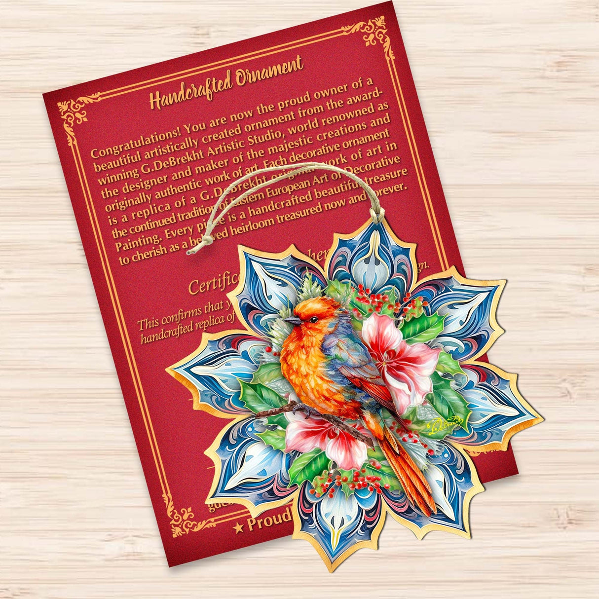 Forest Bird Snowflake Wooden Ornaments by G. Debrekht - Nature Wildlife Decor - 8688412