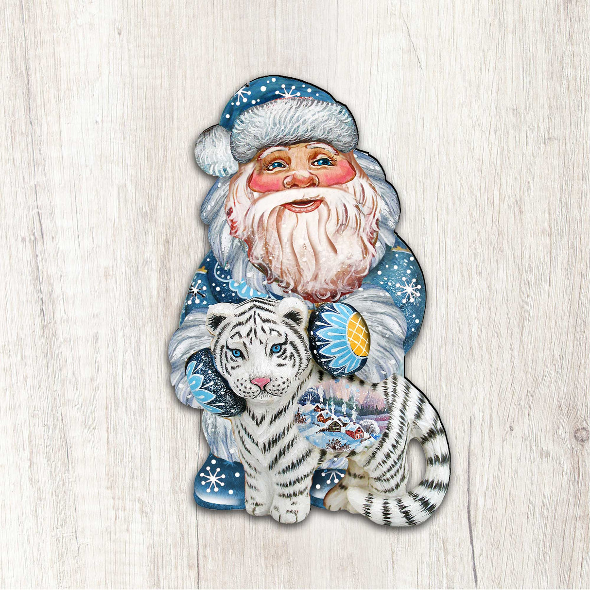 White Tiger Santa Christmas Door Decor by G. DeBrekht - Christmas Santa Snowman Decor - 8118091H