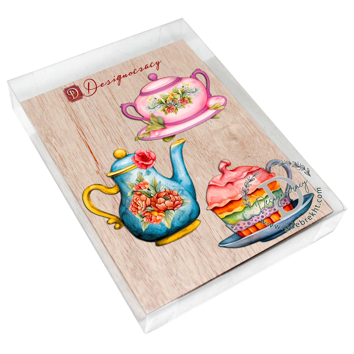 Juego de 3 adornos decorativos de madera para el Día de la Madre de G. Debrekht - Love Family Decor - 8091059-S3