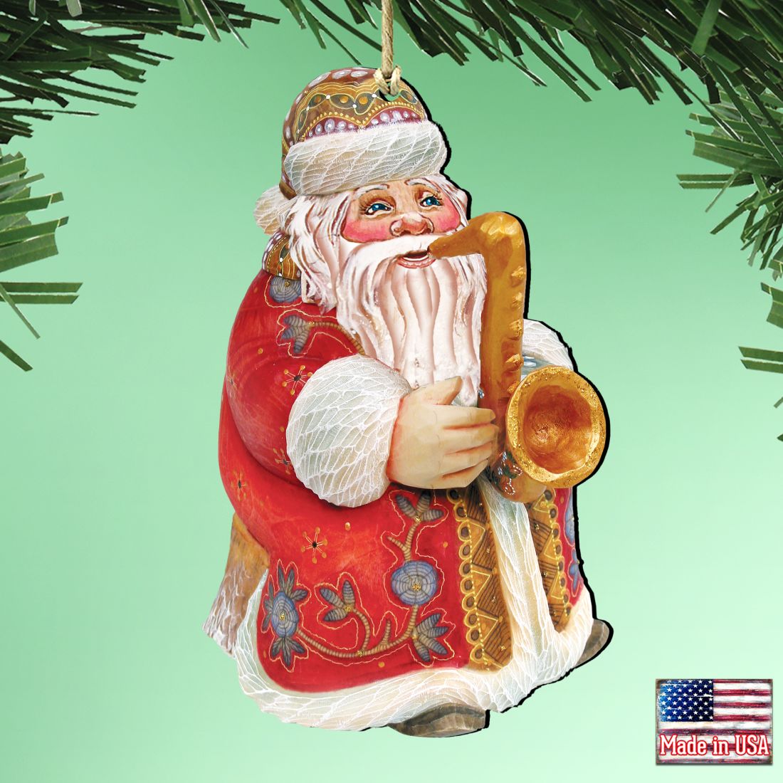 Jazzman Santa Wooden Ornaments by G. DeBrekht - Christmas Santa Snowman Decor - 8116211