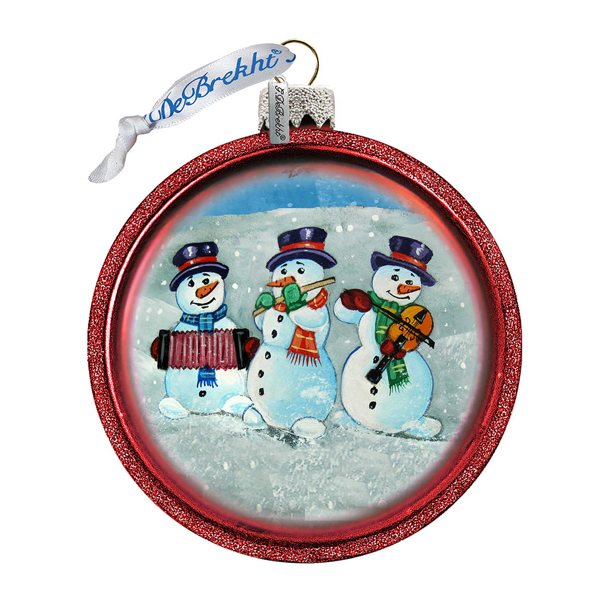 Snowman Glass Ornament by G. DeBrekht - Christmas Santa Snowman Decor - 764-013