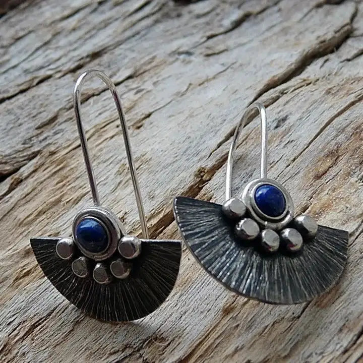 Ethnic Style Retro Semicircle Fan-shaped Metal Alloy Earrings - Lootquake