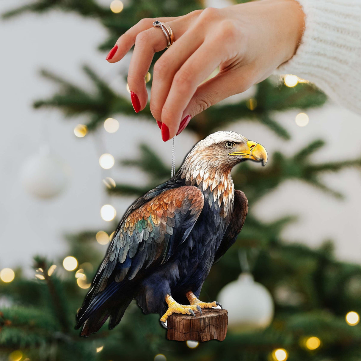 Bald Eagle Charm Wooden Ornaments by G.Debrekht - Wildlife Holiday Decor - 8710101-4