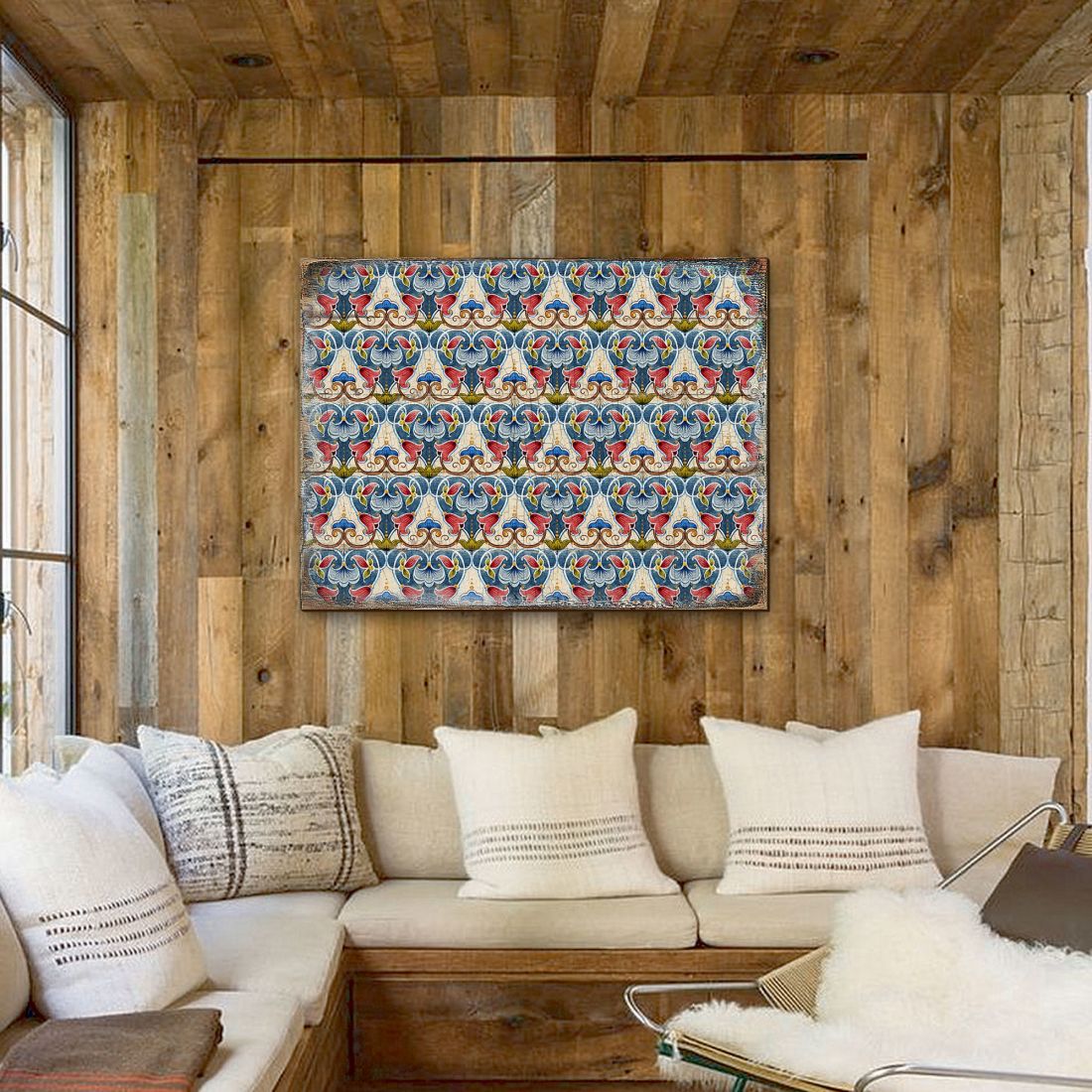 Arte mural de madera Ponty de G. DeBrekht - Decoración floral ornamental - 95020B