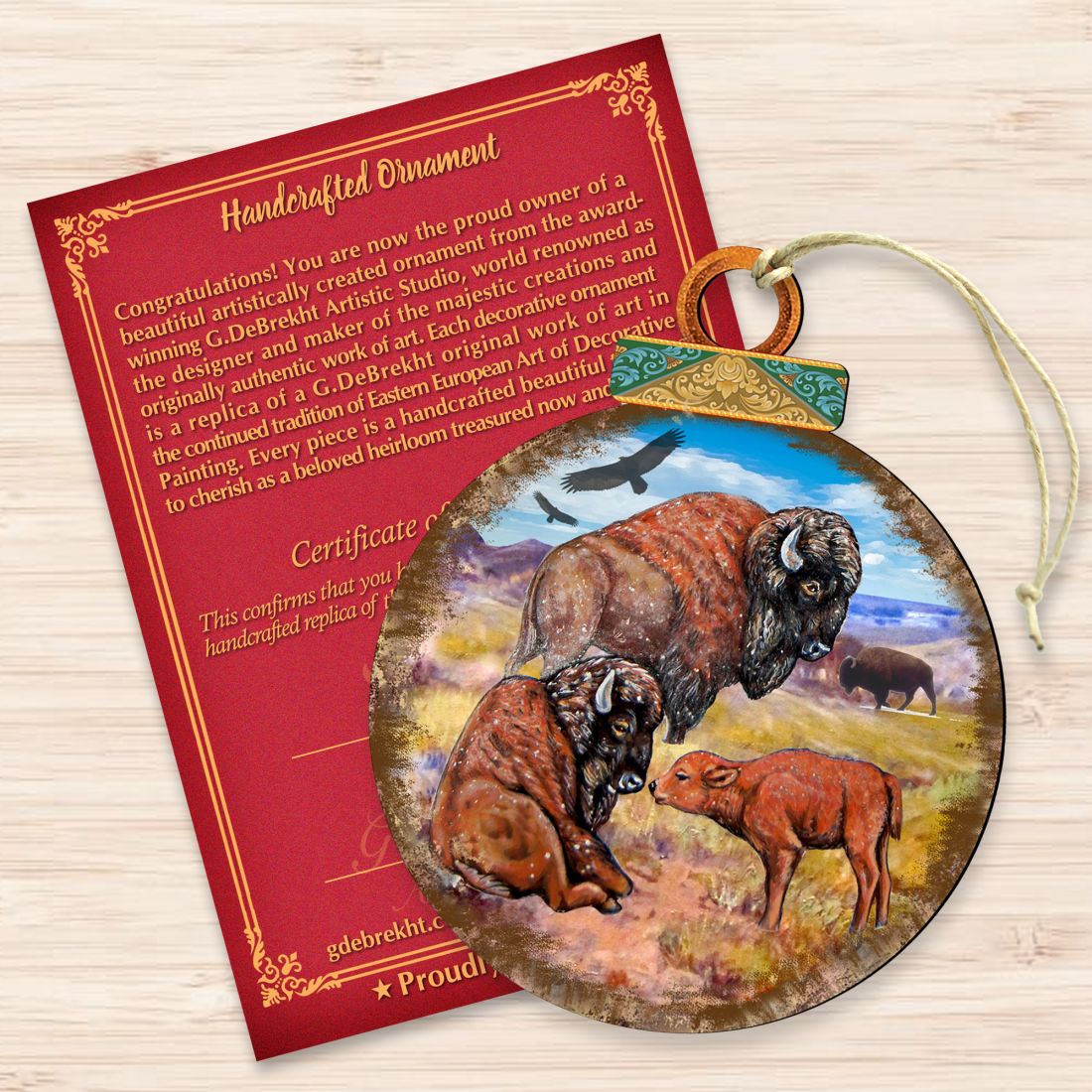 Buffalos Ball Wooden Ornaments by G. DeBrekht - Wildlife Holiday Decor - 8025218