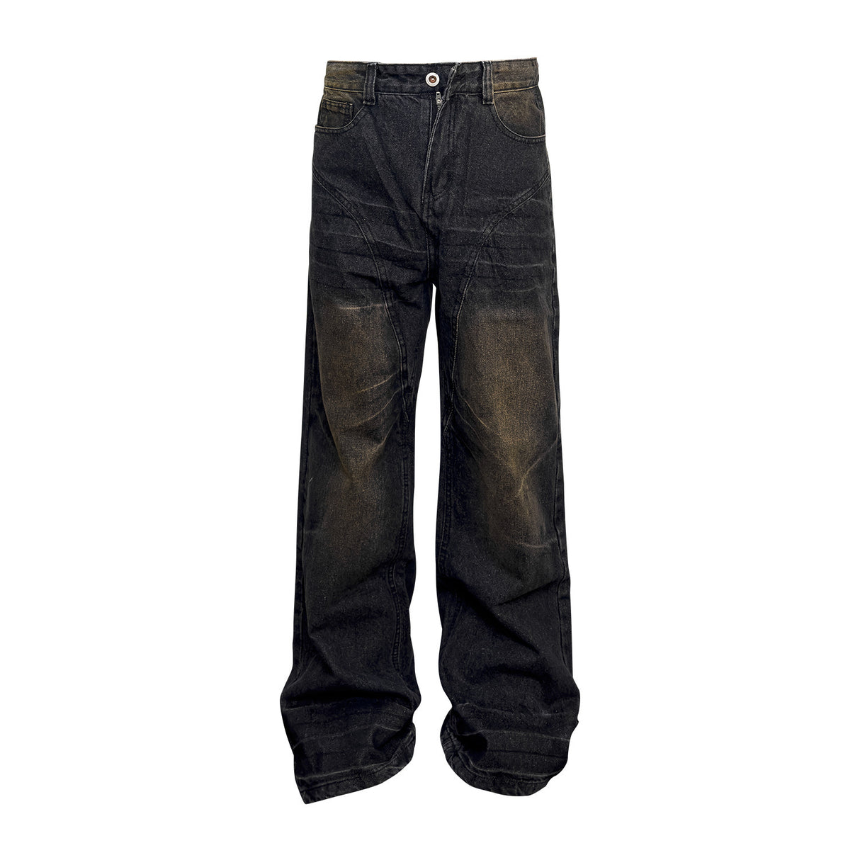 Niche Retro Washed Straight Deconstructed Jeans - Lootquake