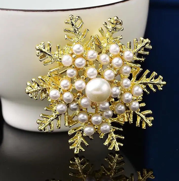 2pc New Exquisite And Elegant Pearl Snowflake Brooch - Lootquake