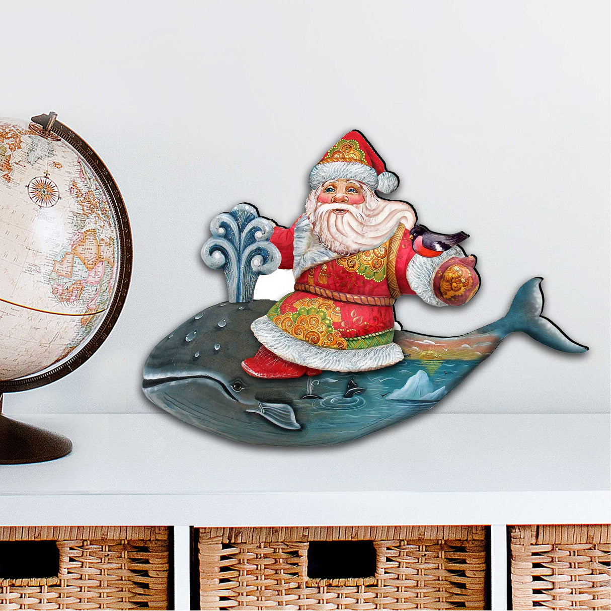 Whale Santa Christmas Door Decor by G. DeBrekht - Christmas Santa Snowman Decor - 8117827H