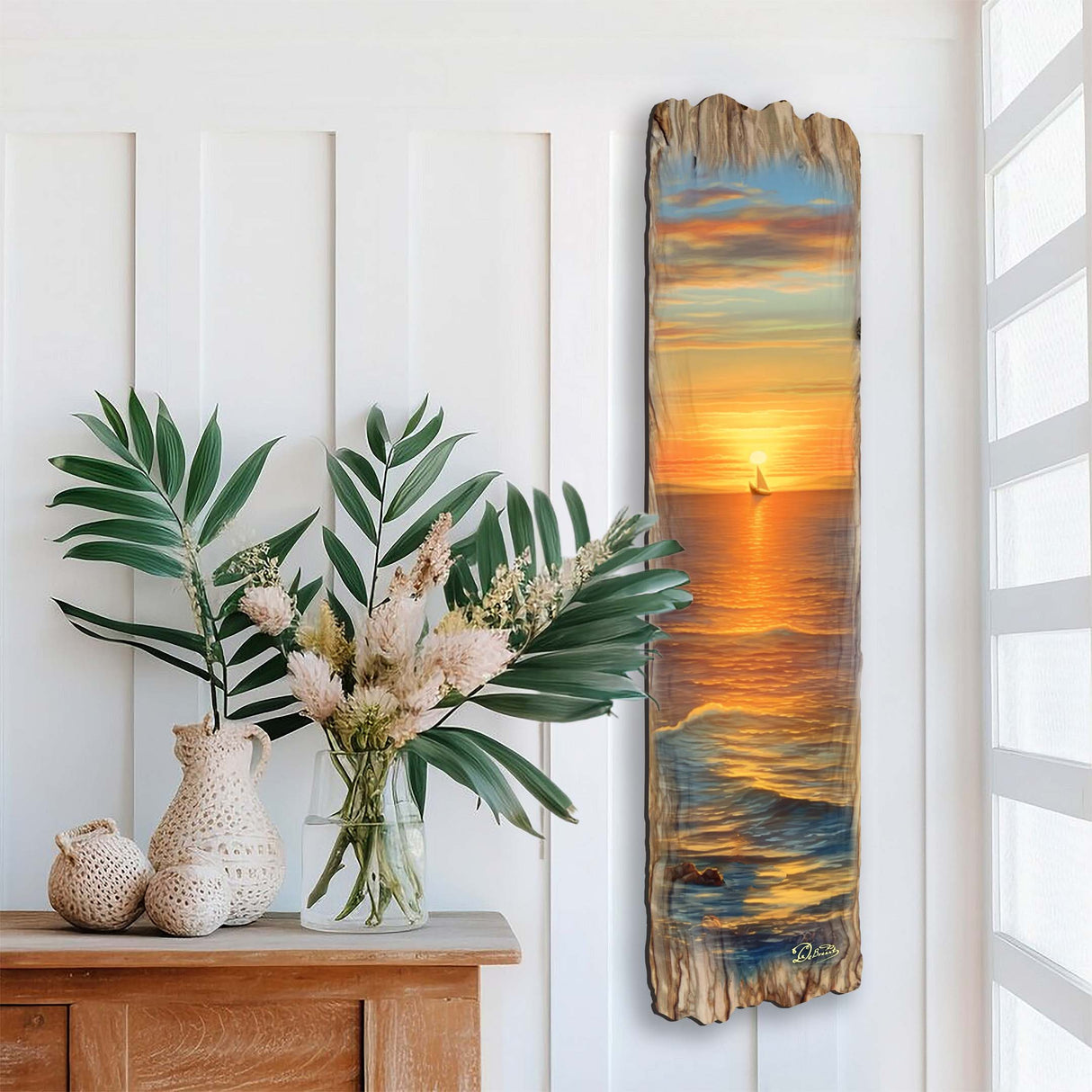 Arte mural de madera "Atardecer dorado" de G. DeBrekht Coastal Decor - 8491112W