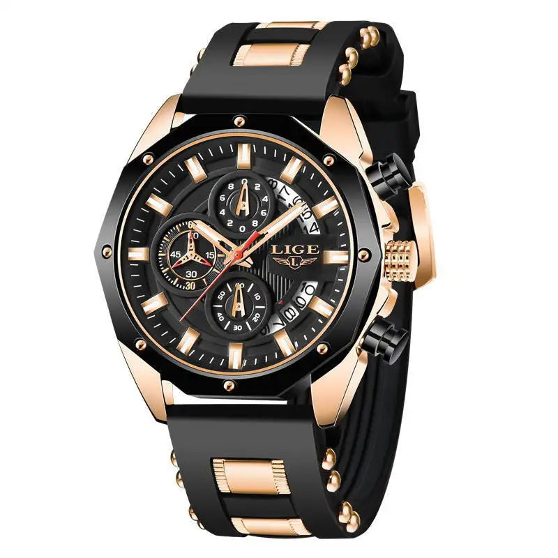 Fashion Mens Watches Top Brand Luxury Silicone Sport Watch Men Quartz Date Clock Waterproof Wristwatch Chronograph - Lootquake