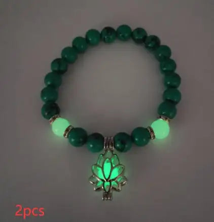 Energy Luminous Lotus Natural Stone Bracelet Yoga Healing Luminous Glow In The Dark Charm Beads Bracelet For Men Women Prayer Buddhism - Lootquake