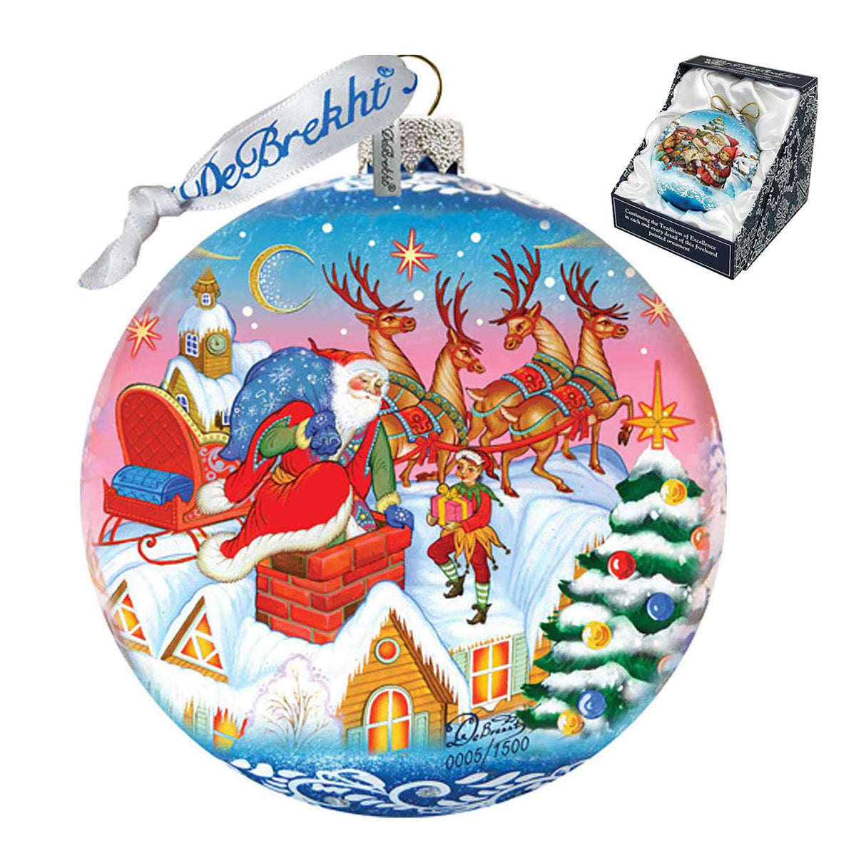 Adorno de bola de cristal con entrega especial, edición limitada, de G. DeBrekht - Decoración navideña de Papá Noel y muñeco de nieve - 73845