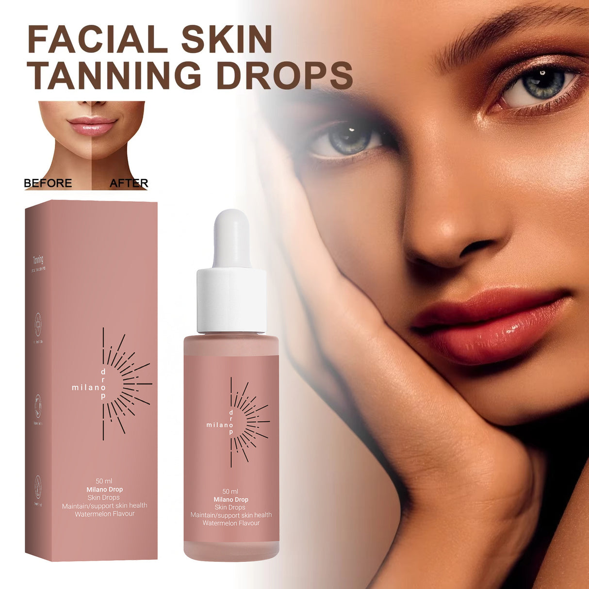 Tanning Face Serum Face Body Tanning Bed Outdoor Fine Line Repair Skin Serum Dark Bronzer Self Tanning Serum Drops - Lootquake
