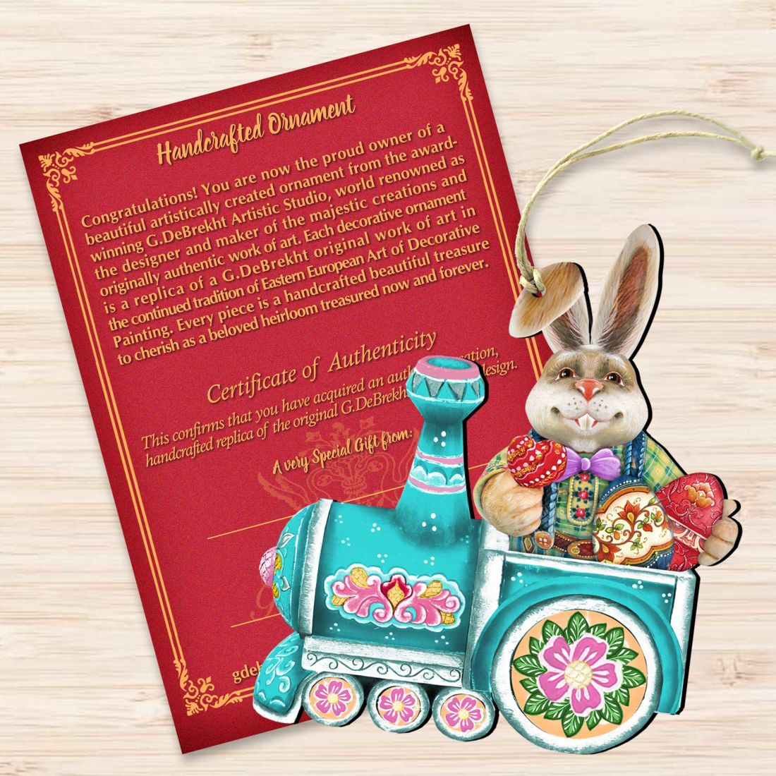 Adornos de madera de conejo para el paseo en tren de G. DeBrekht - Decoración de primavera para Pascua - 8129211-2