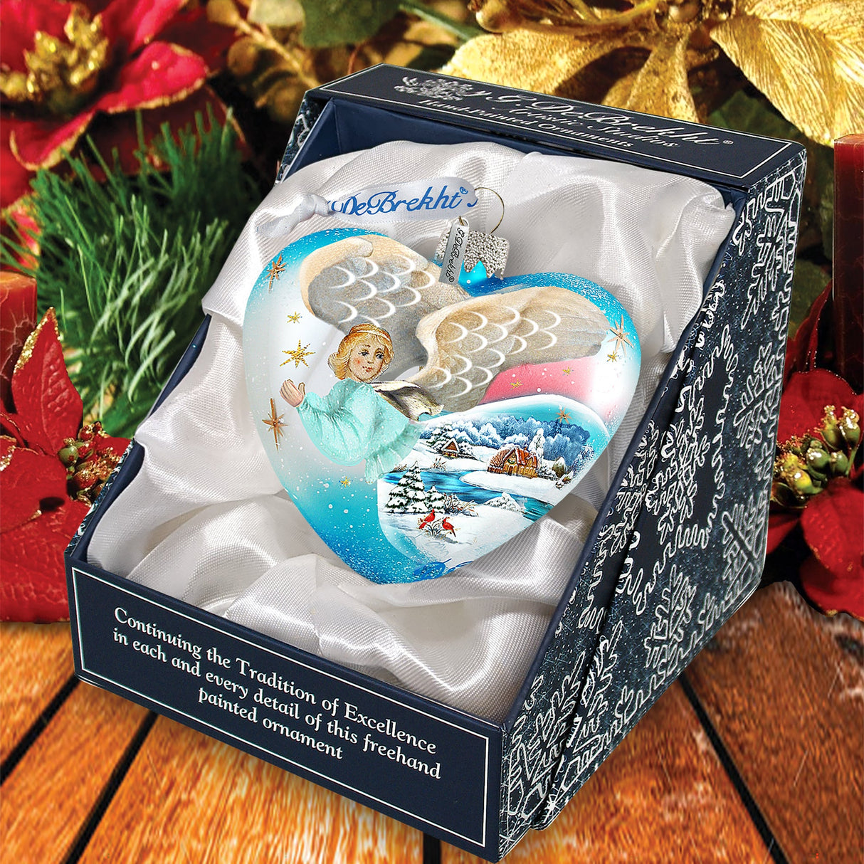 Adorno de cristal con forma de corazón de ángel de G. DeBrekht - Decoración navideña - 73163