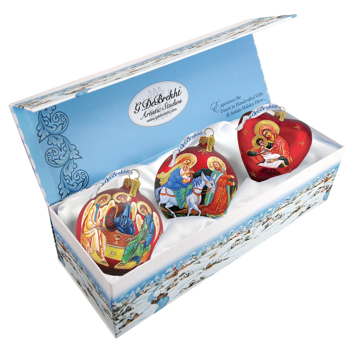 Nativity Glass Ornament Set of 3 by G. DeBrekht - Nativity Holiday Decor - 73510-B3