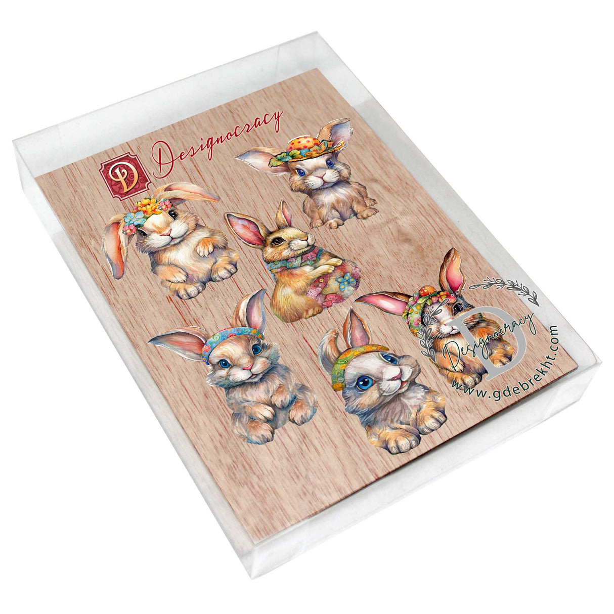 Easter Bunnies Wooden Magnets Set of 6 by G. Debrekht - Easter Decor - 8090042G-S6