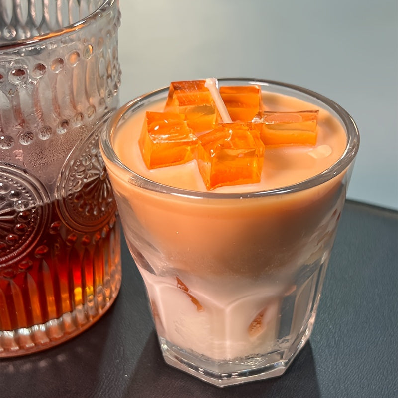 1pc, 300g Caramel Latte Scented Candle, Handcrafted Soy Wax, Indoor Use, Crystal Accents, Oval Shape, Aromatherapy, Perfect for Home Decor, Suitable for Christmas, Halloween, Easter, Hanukkah, Thanksgiving, 0.26-2.64gal Capac