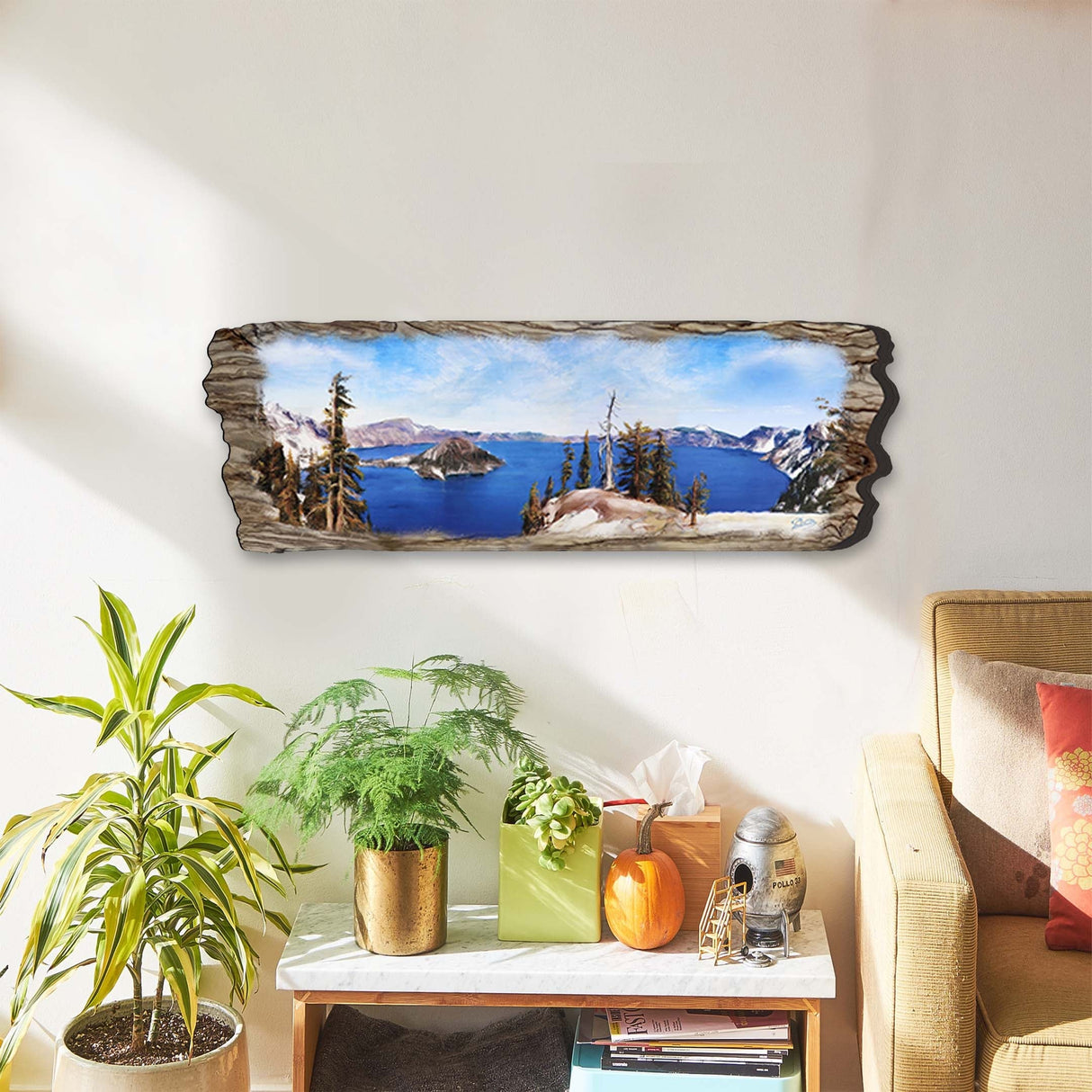 Arte mural de madera con vista al lago de G. DeBrekht Coastal Decor - 8491107W