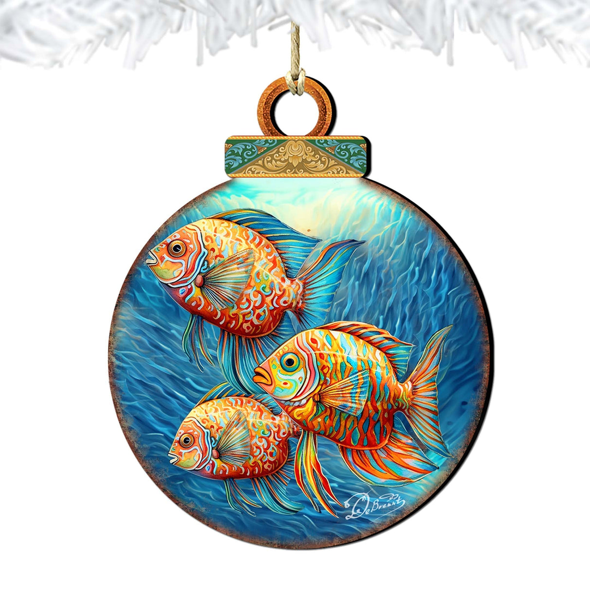 Beach Themed Ornaments - Rainbow Fish Wooden Ornaments by G.Debrekht Coastal Holiday Decor - 8688178