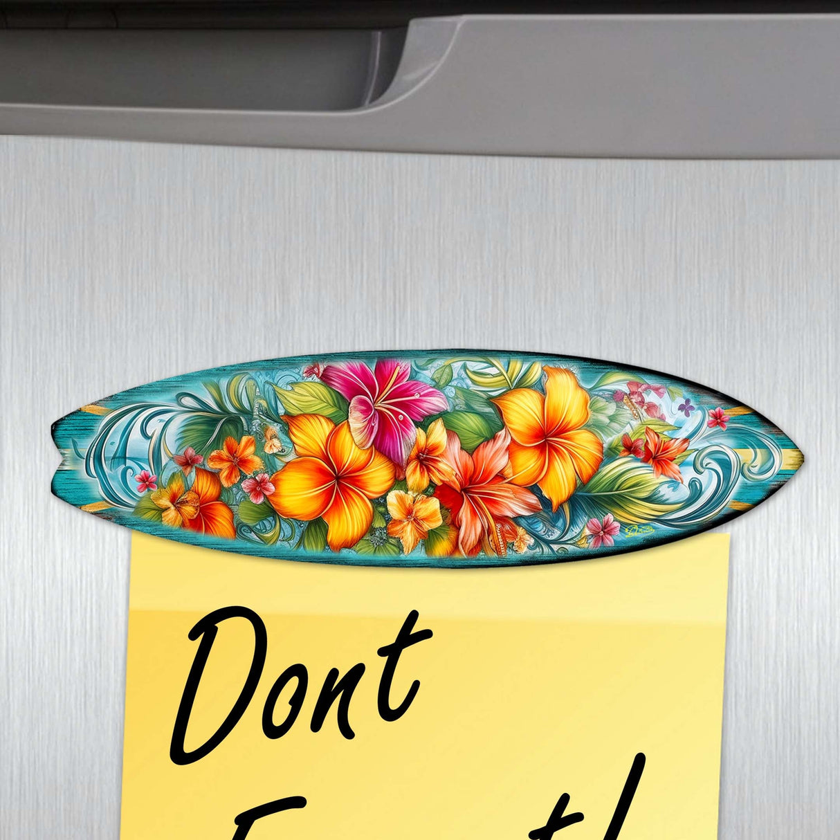 Juego de 6 imanes decorativos de madera con forma de tabla de surf de G. Debrekht - Decoración costera - 8090066G-S6