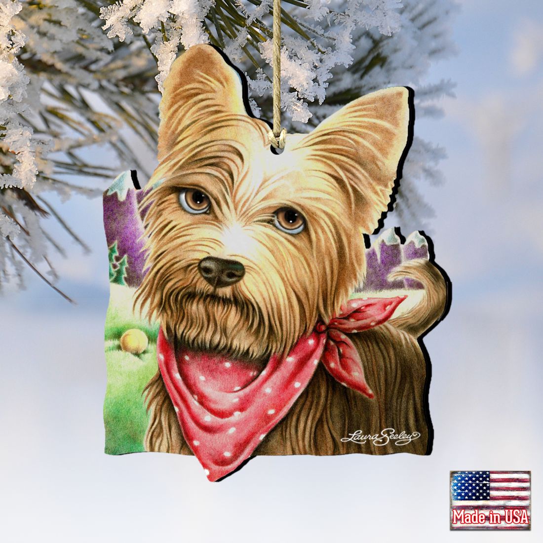 Charming Dog and Cat Wooden Ornaments for Pets - A Refreshing Drink by Laura Seeley - Product Code 8511020-LS