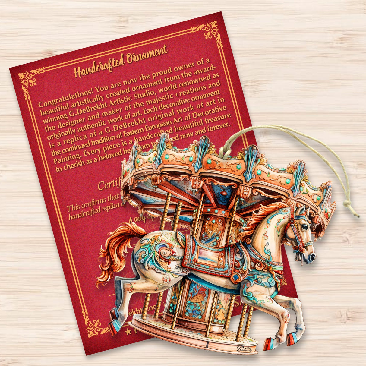 Carousel Horse Wooden Ornaments by G. Debrekht Christmas Decor - 8611027