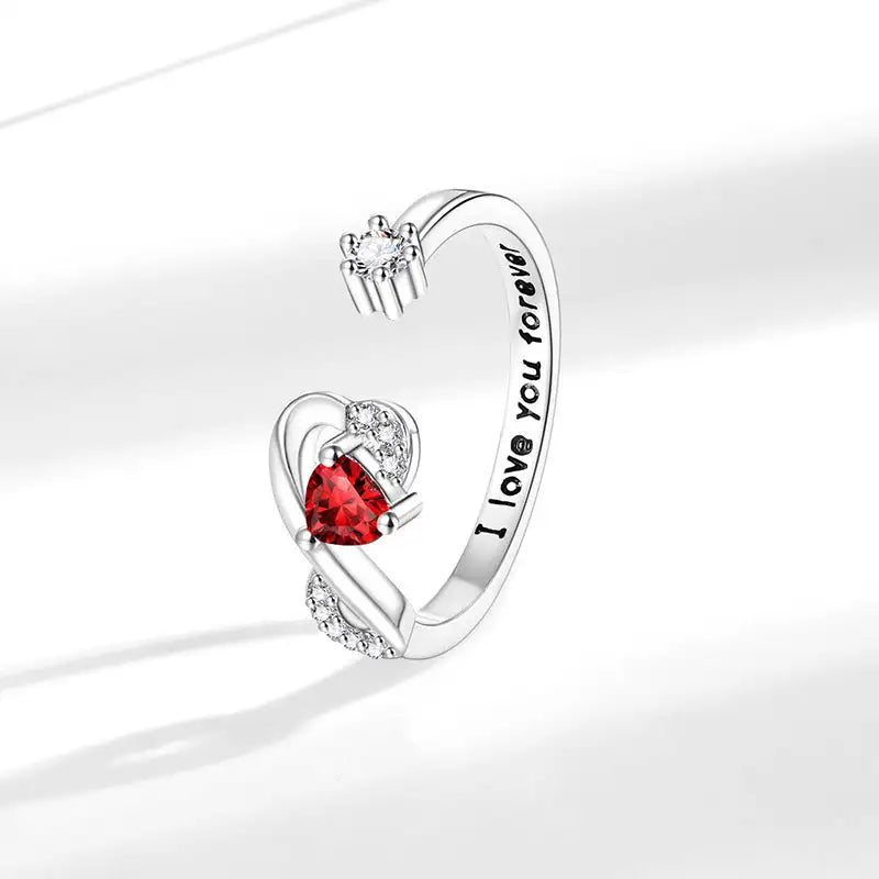 Heart-shaped Birthstone Women's Ring Fashion - Lootquake
