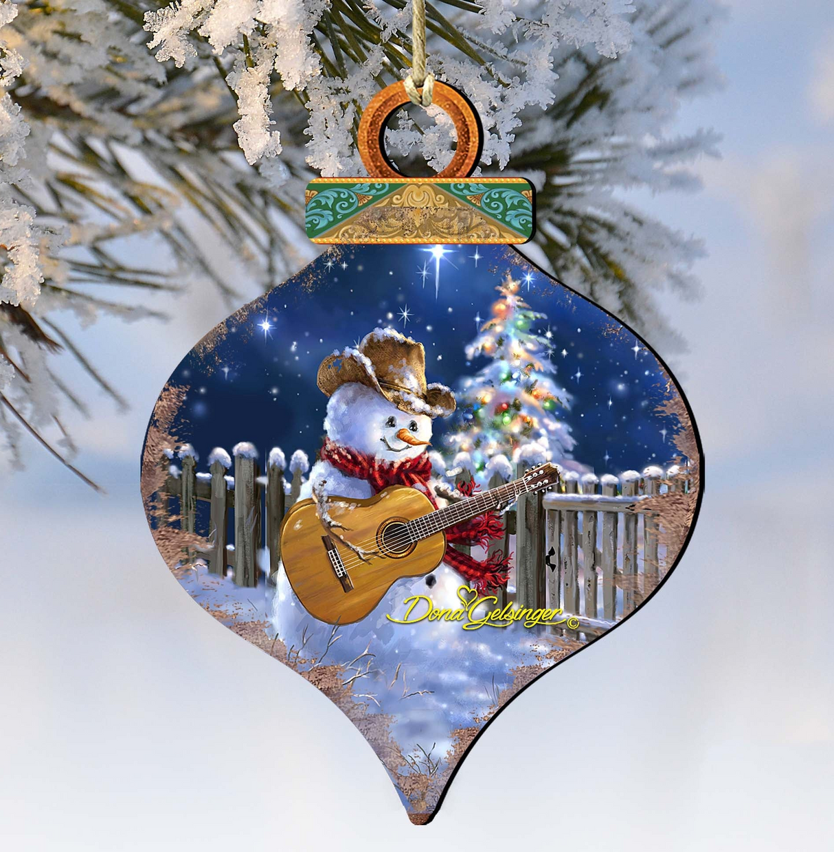 Guitarist Snowman Wood Ornament Dona Gelsinger Holiday Tree Ornament 8031120-1531