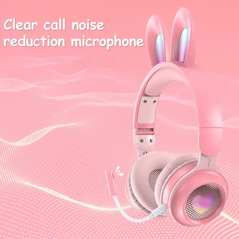 Rabbit Ear Headphones Wireless Luminous Extendable Wheat Headphones - Lootquake