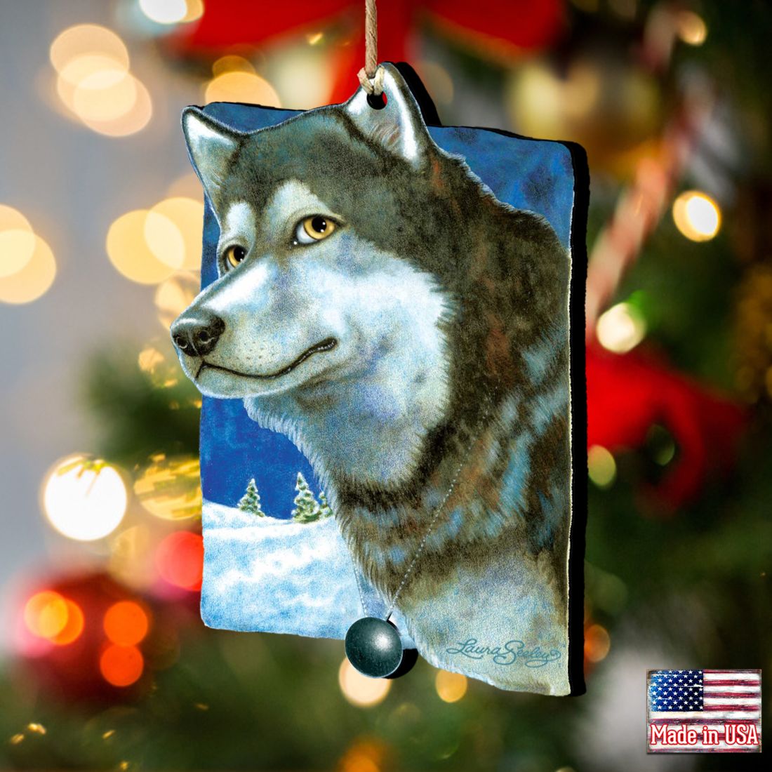 Adornos de madera con huellas de nieve para mascotas de Laura Seeley - Decoración para perros y gatos - 8511014-LS