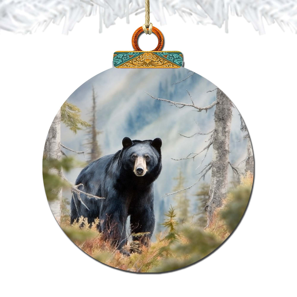 Adornos de madera "Viaje del oso negro de Alaska" de G.Debrekht - Decoración navideña con temática de vida silvestre - 870072