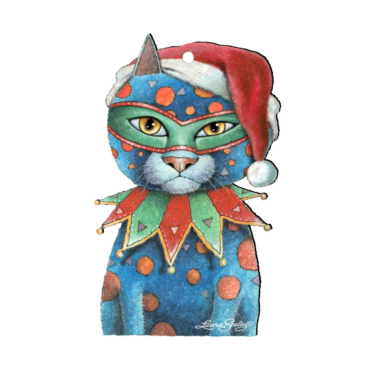 Mardi Gras Santa Cat Holiday Door Decor by Laura Seeley - Pets Dog and Cats Decor - 8512057H