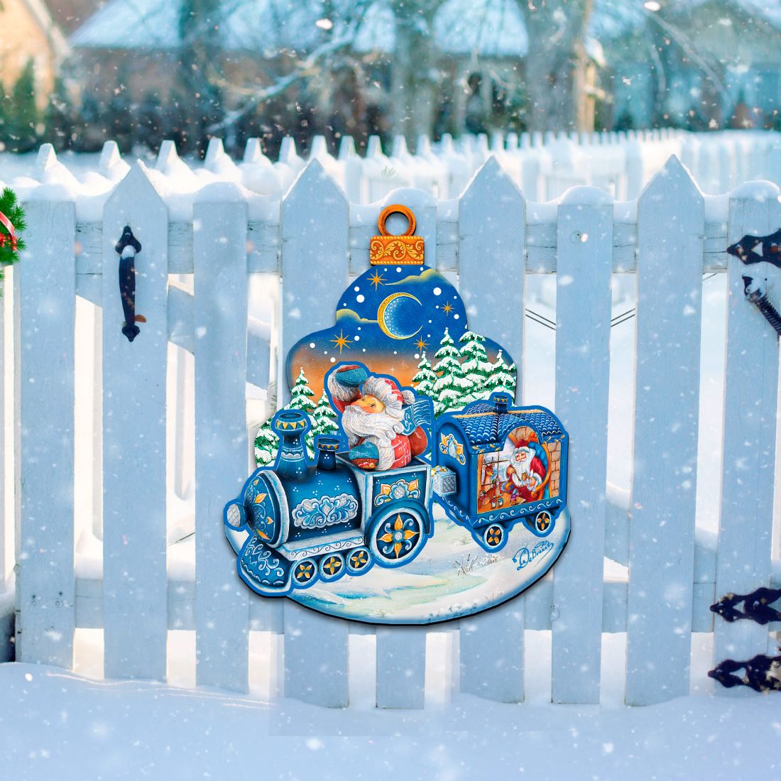 Christmas Train Christmas Door Decor by G. DeBrekht - Christmas Santa Snowman Decor - 8112180H