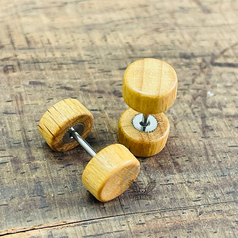 Pendientes de madera natural con forma de barra