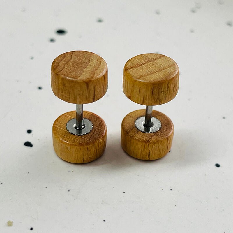 Pendientes de madera natural con forma de barra