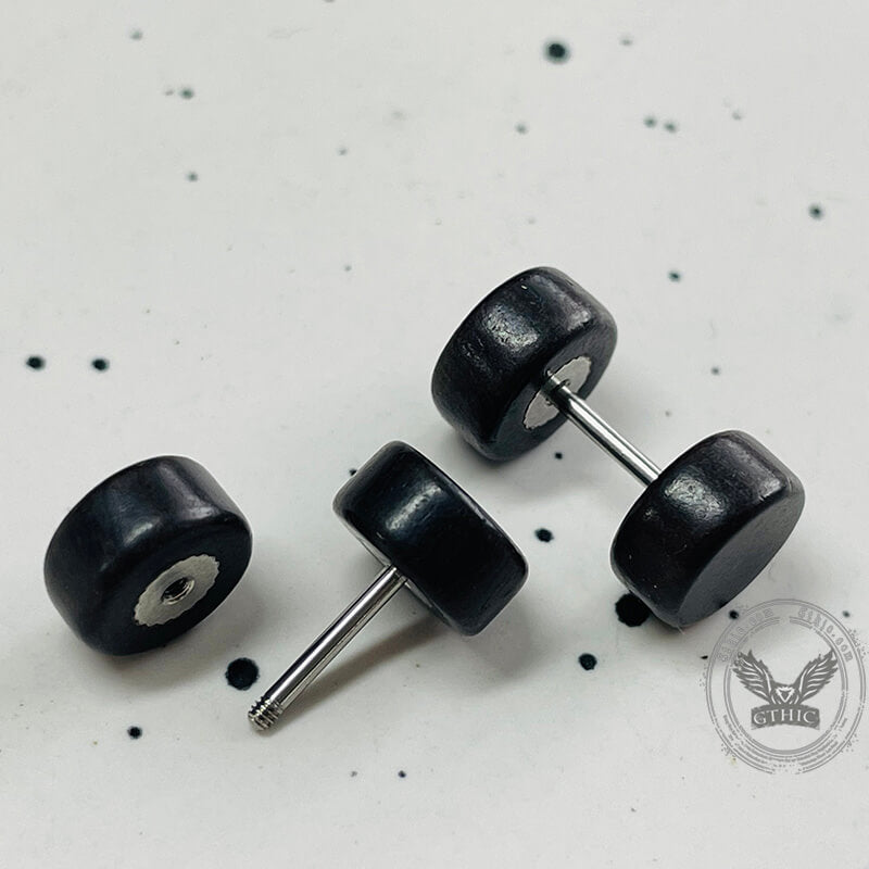 Pendientes de madera natural con forma de barra