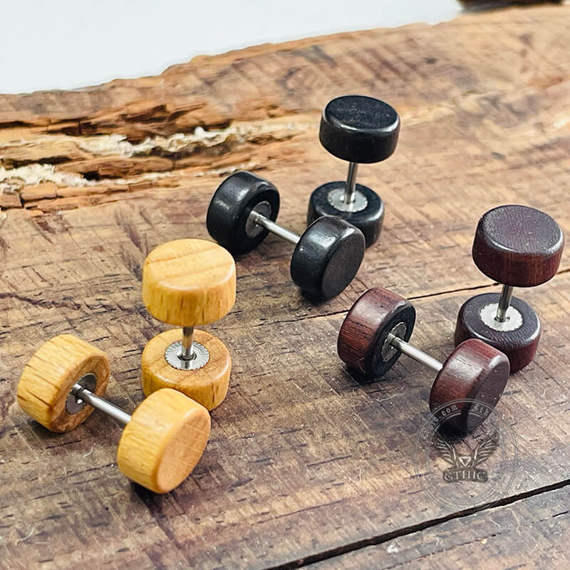Pendientes de madera natural con forma de barra