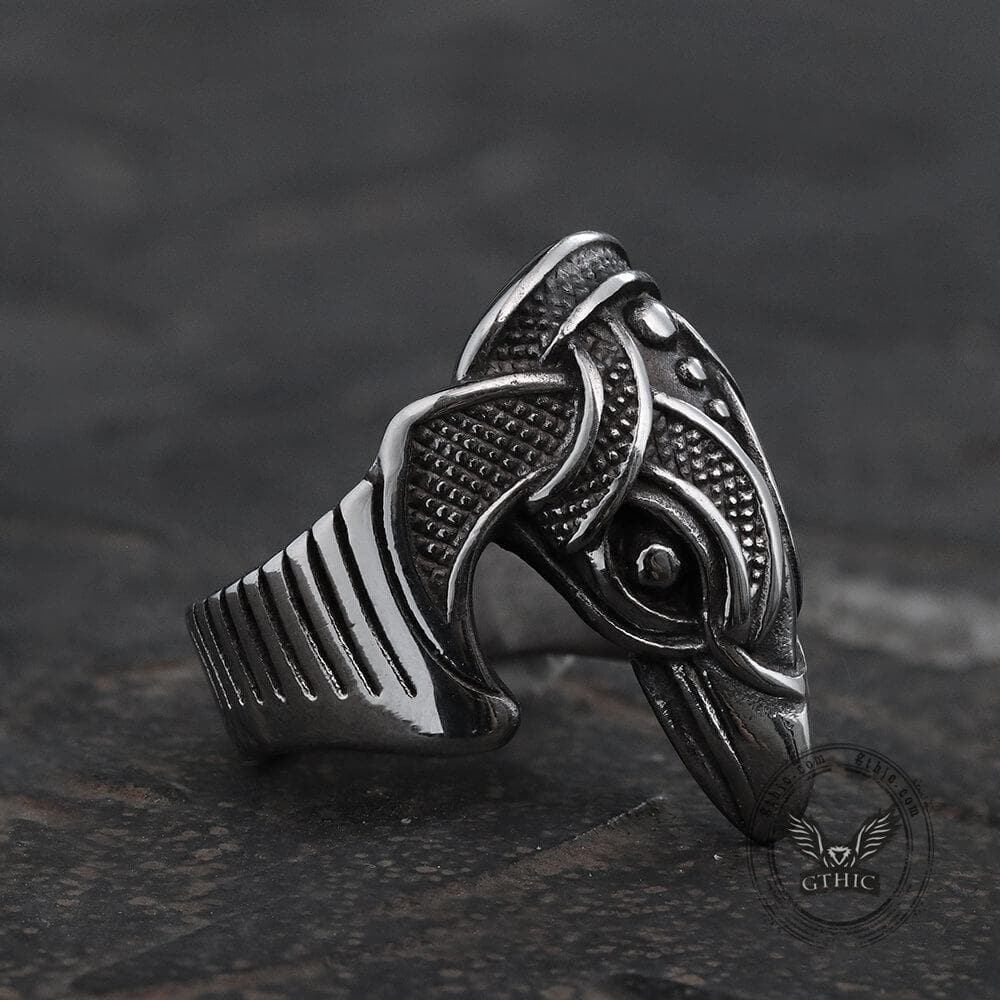 Anillo vikingo de acero inoxidable Battle Raven