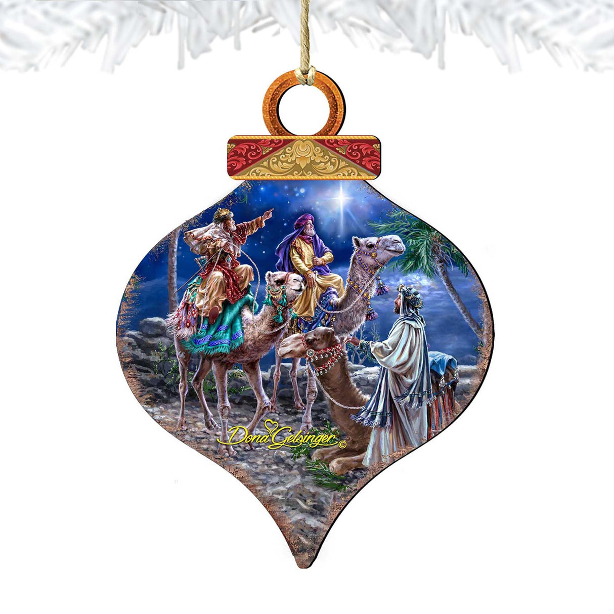 Adornos navideños de madera Magic Wrap de Gelsinger - Decoración navideña de Papá Noel y muñeco de nieve - 8031024-1810