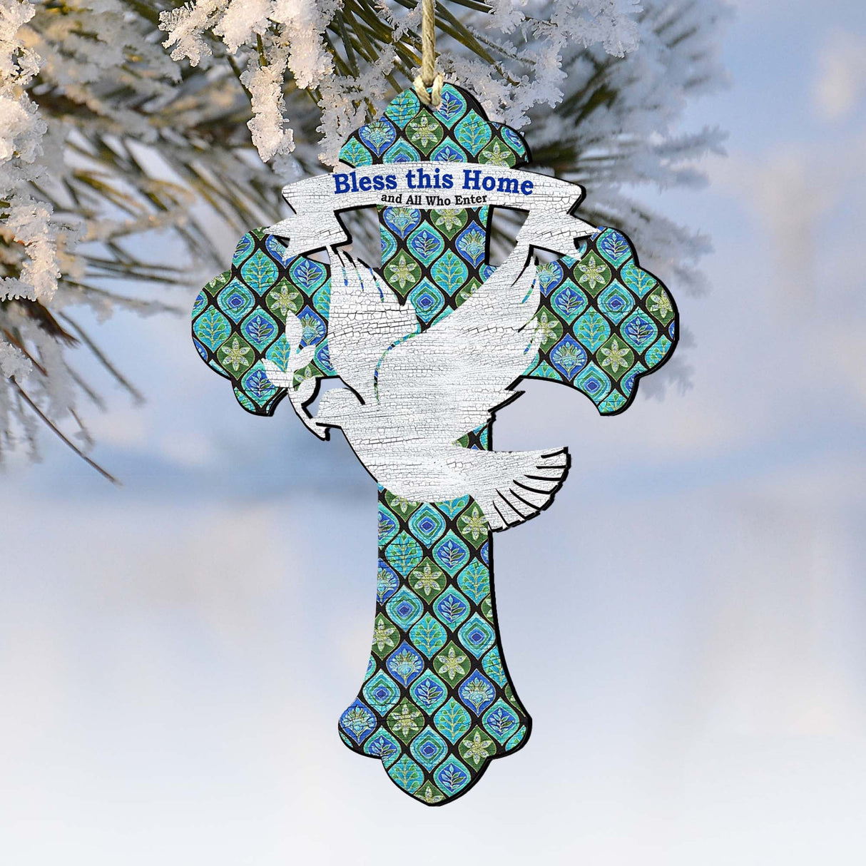 Blessings Cross Wooden Ornaments by G. DeBrekht - Nativity Holiday Decor - 8191163