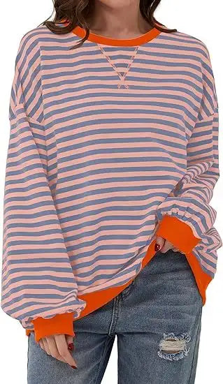 Striped Sweatshirt In Contrasting Colors - Lootquake