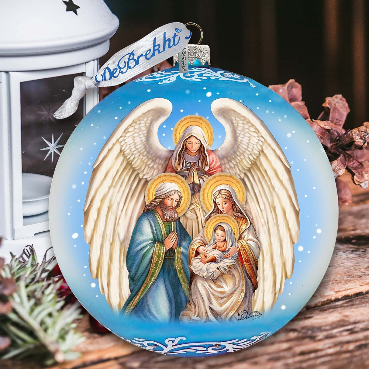 Adorno de cristal grande para la Natividad con la Divina Presencia del Ángel, de G. Debrekht - Decoración navideña - 73934