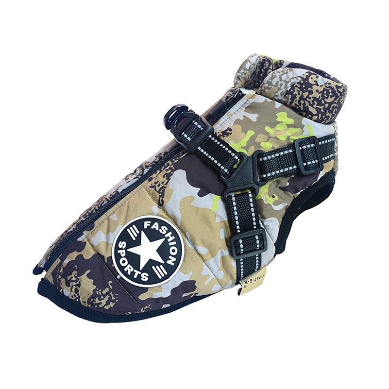 Dog Clothes Chest Back Integrated Cotton Vest Pet Cotton Clothes Winter Clothes - Lootquake