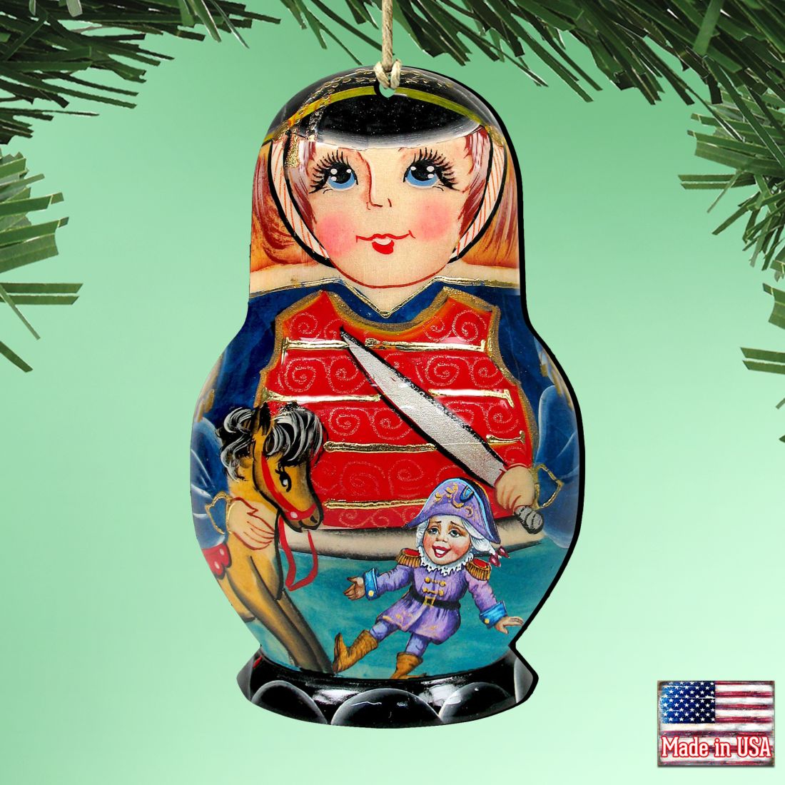 Nutcracker Nesting Doll Wooden Ornaments by G. DeBrekht - Christmas Decor - 8115151